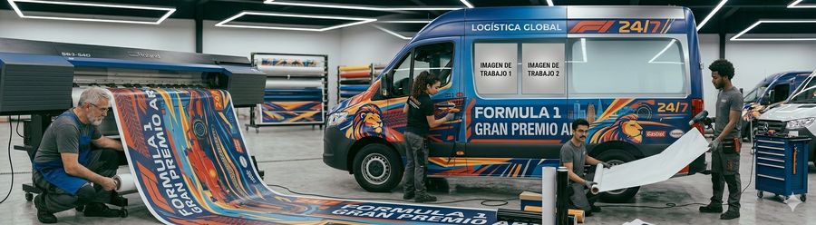 Ploteo vehicular de camioneta comercial en taller gráfico Buenos Aires